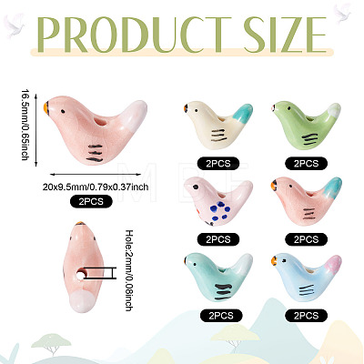 14Pcs 7 Colors Handmade Porcelain Beads PORC-TA0001-18-1