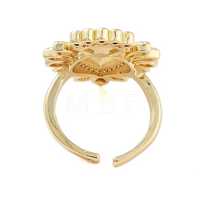 Rack Plating Heart Brass Micro Pave Cubic Zirconia Open Cuff Rings for Women RJEW-B064-02G-02-1