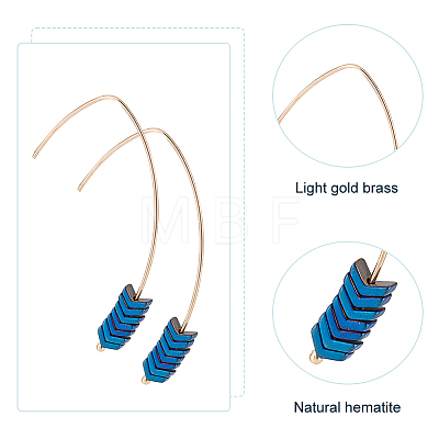 ANATTASOUL 7 Pairs 7 Colors Natural Hematite Arrow Dangle Earrings EJEW-AN0001-43-1