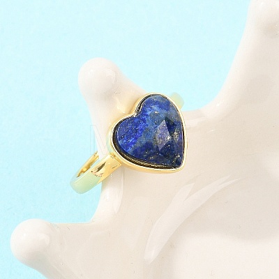 Natural Lapis Lazuli Finger Rings with Brass Findings G-H353-03G-02-1