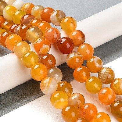 Natural Striped Agate/Banded Agate Beads Strands G-Z060-A01-C25-1