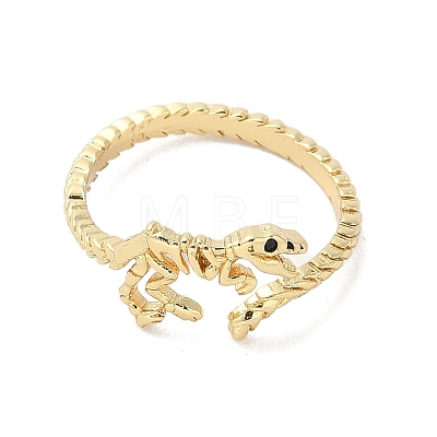 Dinosaur Skeleton Brass Open Cuff Ring for Women RJEW-A040-02G-1