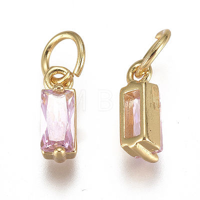 Brass Micro Pave Cubic Zirconia Charms ZIRC-F111-03G-03-1