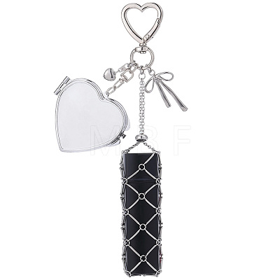 1Pc Heart Alloy & 667 Stainless Steel Macrame Pouch Pendant Decorations HJEW-CP0001-49A-1