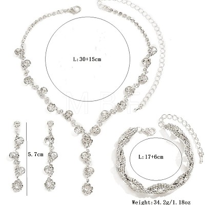 Brass Rhinestones Necklaces & Earring & Bracelets Sets for Women WGF929C-04-1