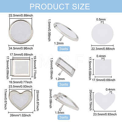 9 Sets 3 Style DIY Sublimation Blank Brooch Pin Making Kit FIND-BC0004-04-1