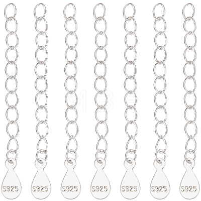 10Pcs 925 Sterling Silver Curb Chain Extender STER-BBC0006-11-1