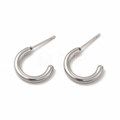 304 Stainless Steel Ring Stud Earrings EJEW-C004-12C-P-1