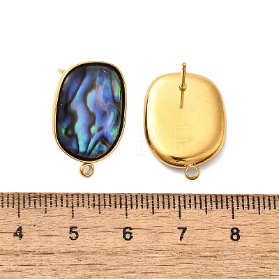 304 Stainless Steel Pave Natural Paua Shell Stud Earring Findings STAS-Z125-07G-1