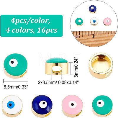 SUPERFINDINGS 16Pcs 4 Colors Eco-Friendly Rack Plating Brass Enamel Slide Charms KK-FH0004-28-1