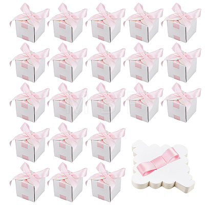 Square Paper Wedding Candy Storage Boxes with Ribbon LS-AJEW-WH0609-744B-1