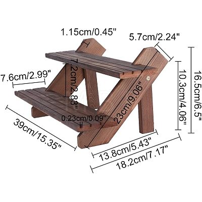 DIY 2 Tier Stair Style Wooden Plant Stand Kit ODIS-WH0029-26B-1