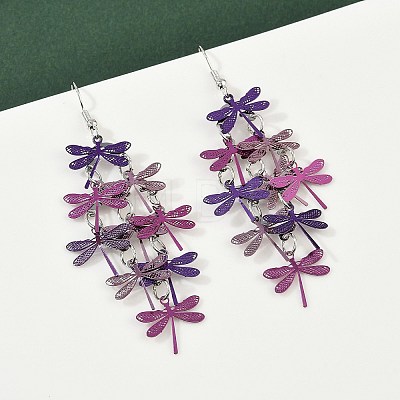 430 Stainless Steel Dragonfly Dangle Earrings EJEW-A137-04P-05-1