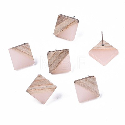 Transparent Resin & Wood Stud Earrings EJEW-N017-005A-A05-1