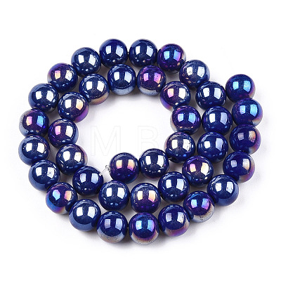 Electroplate Opaque Glass Beads Strands GLAA-T032-P10mm-AB03-1