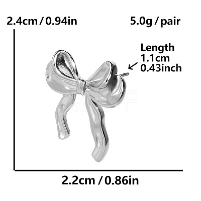 Sweet 304 Stainless Steel Bowknot Stud Earrings FM1995-1-1