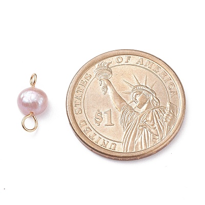 Natural Cultured Freshwater Pearl Connector Charms PALLOY-JF01394-01-1