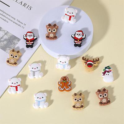 18Pcs 9 Style Christmas Themed Food Grade Eco-Friendly Silicone Beads SIL-SZ0001-16-1