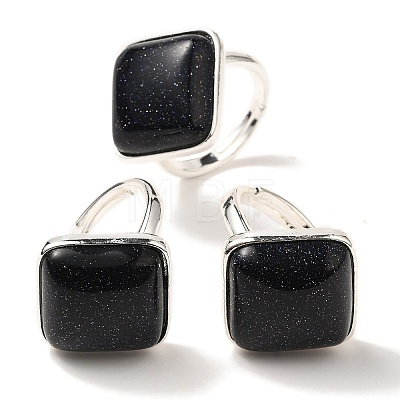 Synthetic Blue Goldstone Adjustable Rings RJEW-H240-01S-09-1