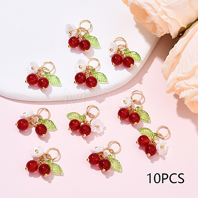 10Pcs Glass Pendants PALLOY-YW00093-06-1