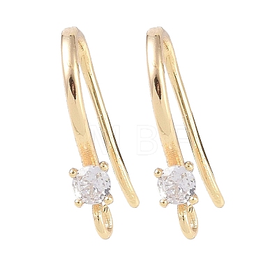 Brass Micro Pave Cubic Zirconia Earring Hooks KK-U008-09G-1