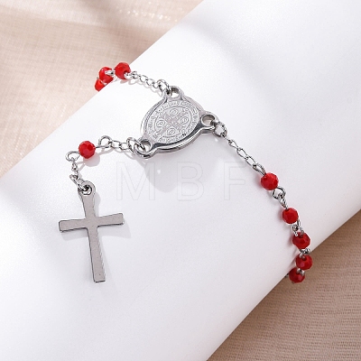 Glass Beads Rosary Bracelets BJEW-A032-04P-02-1