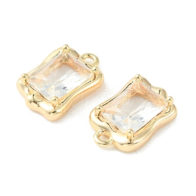 Brass Micro Pave Clear Cubic Zirconia Charms KK-L208-08G-1