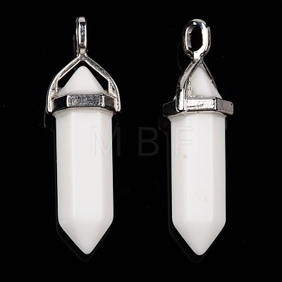 Bullet Imitation Jade Glass Pointed Pendants G-F295-01-1