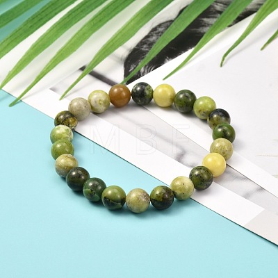 Natural Serpentine Beads Stretch Bracelet for Men Women for Her BJEW-JB06990-02-1