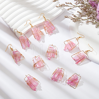  6 Pairs Natural Quartz Wire Wrapped Earrings for Girl Women EJEW-NB0001-07-1