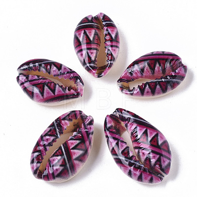 Printed Natural Cowrie Shell Beads SSHEL-R047-01-E04-1