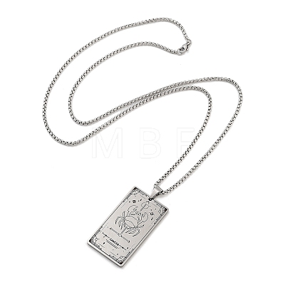 Non-Tarnish 201 Stainless Steel Rectangle with Constellation Pendant Necklaces NJEW-M223-02C-1