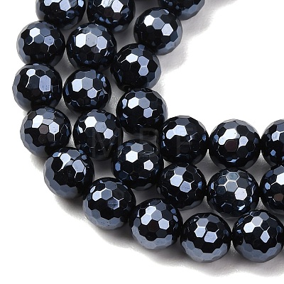 Electroplated Natural Agate Beads Strands G-B191-A07-8mm-18-1