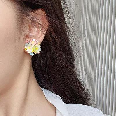 Flower Glass Plastic Stud Earrings FS-WG119A6-03-1