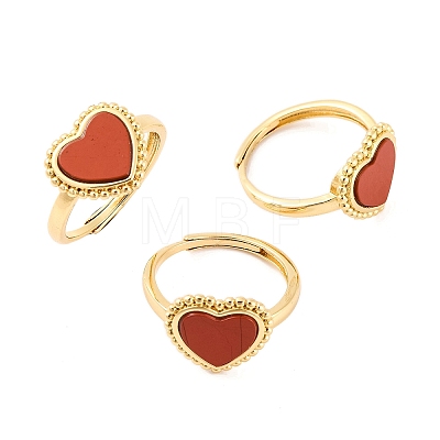 Heart Natural Gemstone Adjustable Rings RJEW-Q817-05G-1