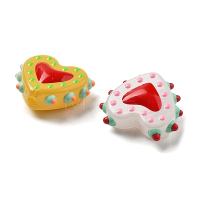 Baking Paint Glass Bumpy Beads Heart LAMP-V001-07-1