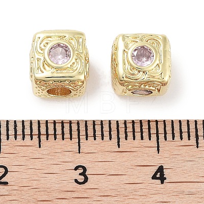 Brass Micro Pave Cubic Zirconia Beads KK-C051-28G-05-1