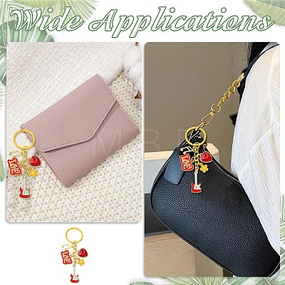 Glass Rhinestone & Alloy Enamel Keychains KEYC-YW00293-1