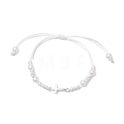 Cross Alloy Link Bracelets BJEW-JB11528-02-1