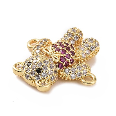 Brass Micro Pave Cubic Zirconia Connector Charms ZIRC-P107-01G-1