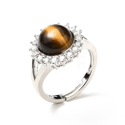 Natural Tiger Eye Adjustable Rings RJEW-P043-02P-23-1