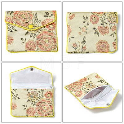 Rectangle Floral Embroidery Cloth Zipper Pouches ABAG-YW0001-03C-1