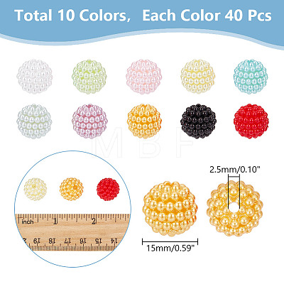  400Pcs 10 Colors Resin Imitation Pearl Beads RESI-NB0002-03-1