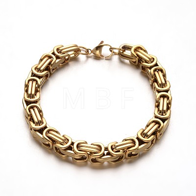 Trendy 304 Stainless Steel Byzantine Chain Bracelets BJEW-L510-06-1