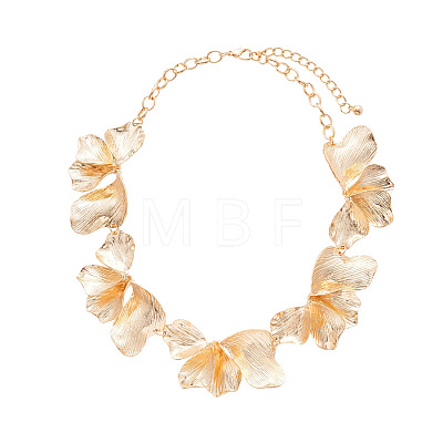 Alloy Flower Petaline Link Chain Necklaces for Women FS-WG970E6-01-1