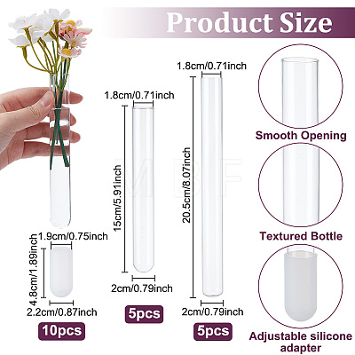 10Pcs 2 Styles Glass Tube Vases Ornaments AJEW-NB0009-09-1