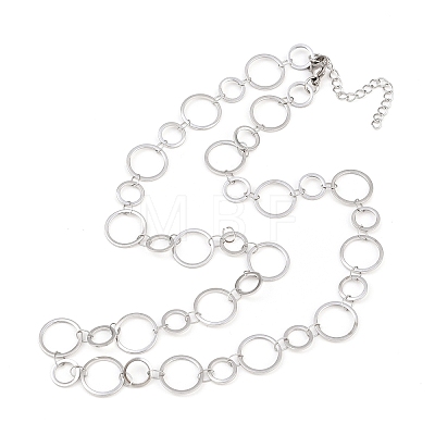 304 Stainless Steel 8MM and 12MM Ring Link Chain Necklaces NJEW-P343-02B-P-1