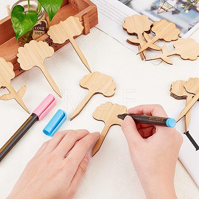 Flower & Tree Shape Bamboo Plant Labels DIY-WH0167-10-1