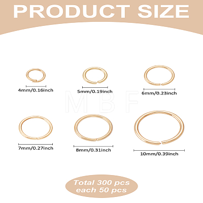 300Pcs 6 Colors Metal Open Jump Rings FIND-LP0002-15-1