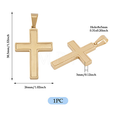 1Pc Brushed 304 Stainless Steel Pendants STAS-TADJ0001-07G-1